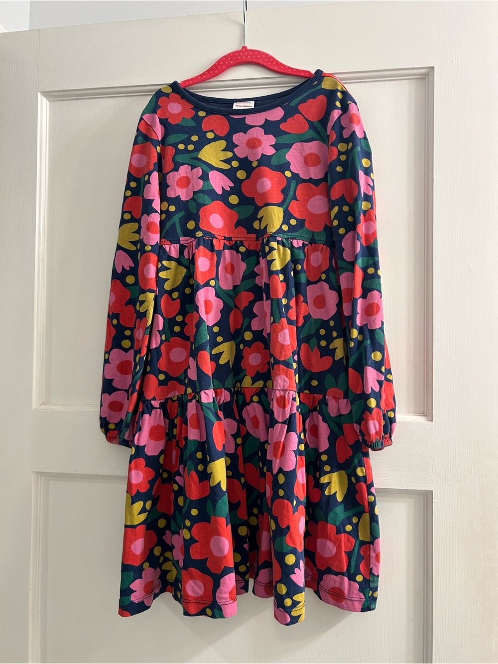 Hanna Andersson Girls Floral Tiered Long-Sleeve Dress Size 130/8